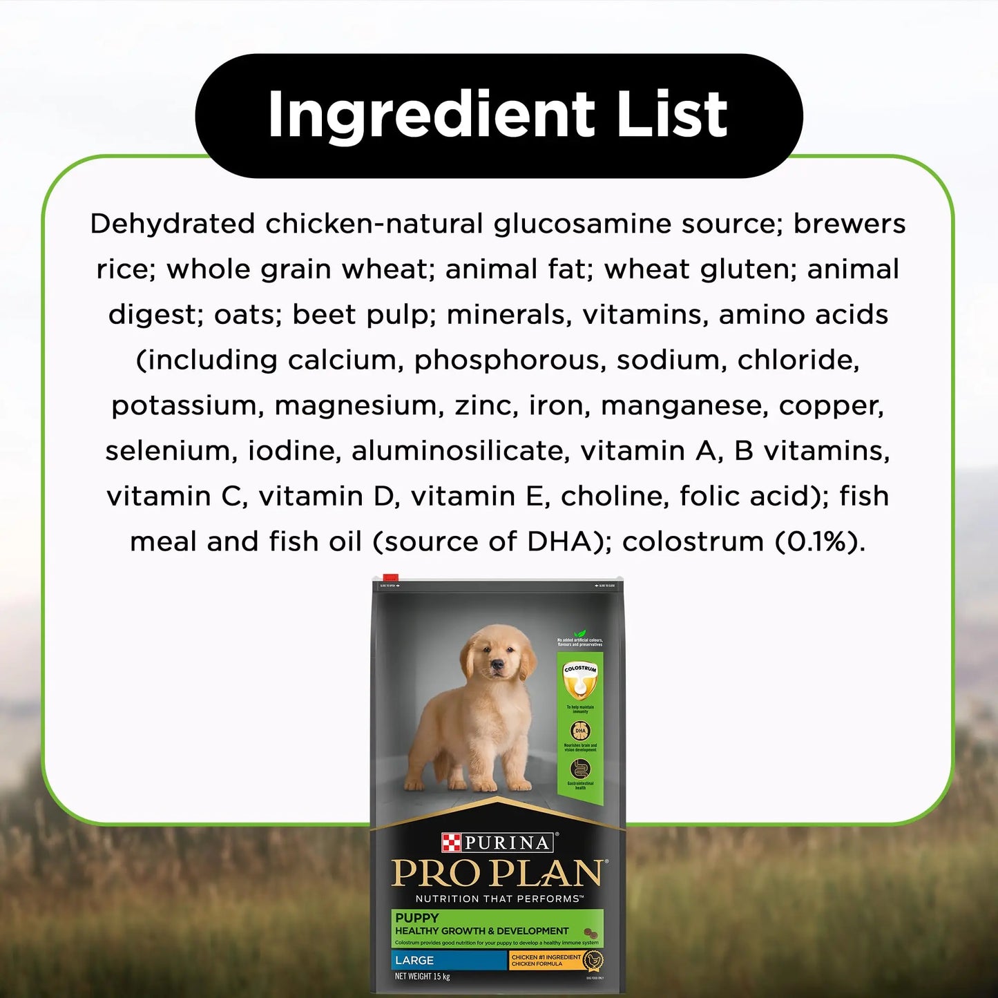 Purina PRO Plan Puppy Food for Large Sized dogs-15 Kg,Pebbles PURINA