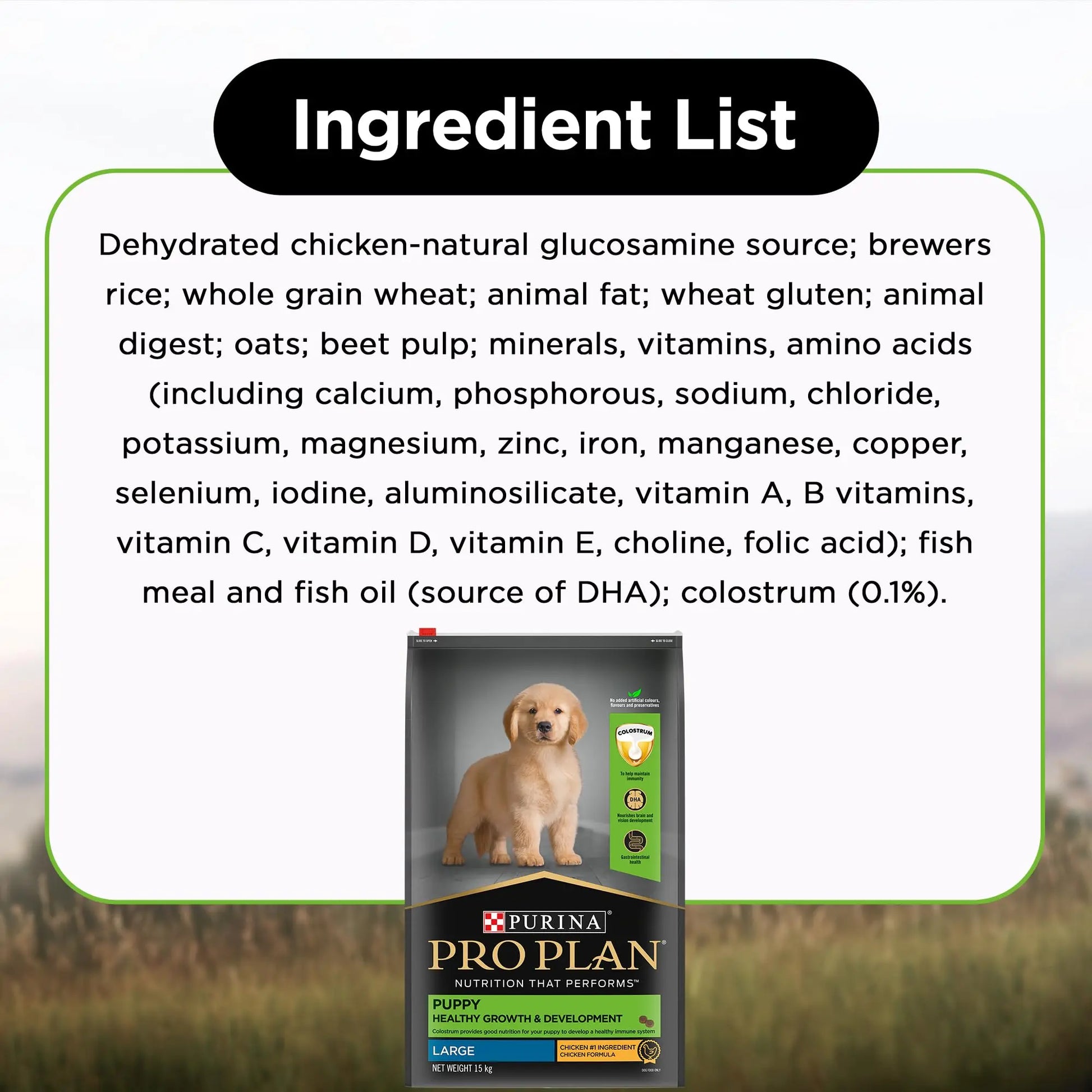 Purina PRO Plan Puppy Food for Large Sized dogs-15 Kg,Pebbles PURINA