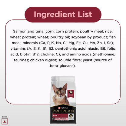 Purina Pro Plan Adult Cat Dry Food with Salmon & Tuna, 1.2kg Pack PURINA