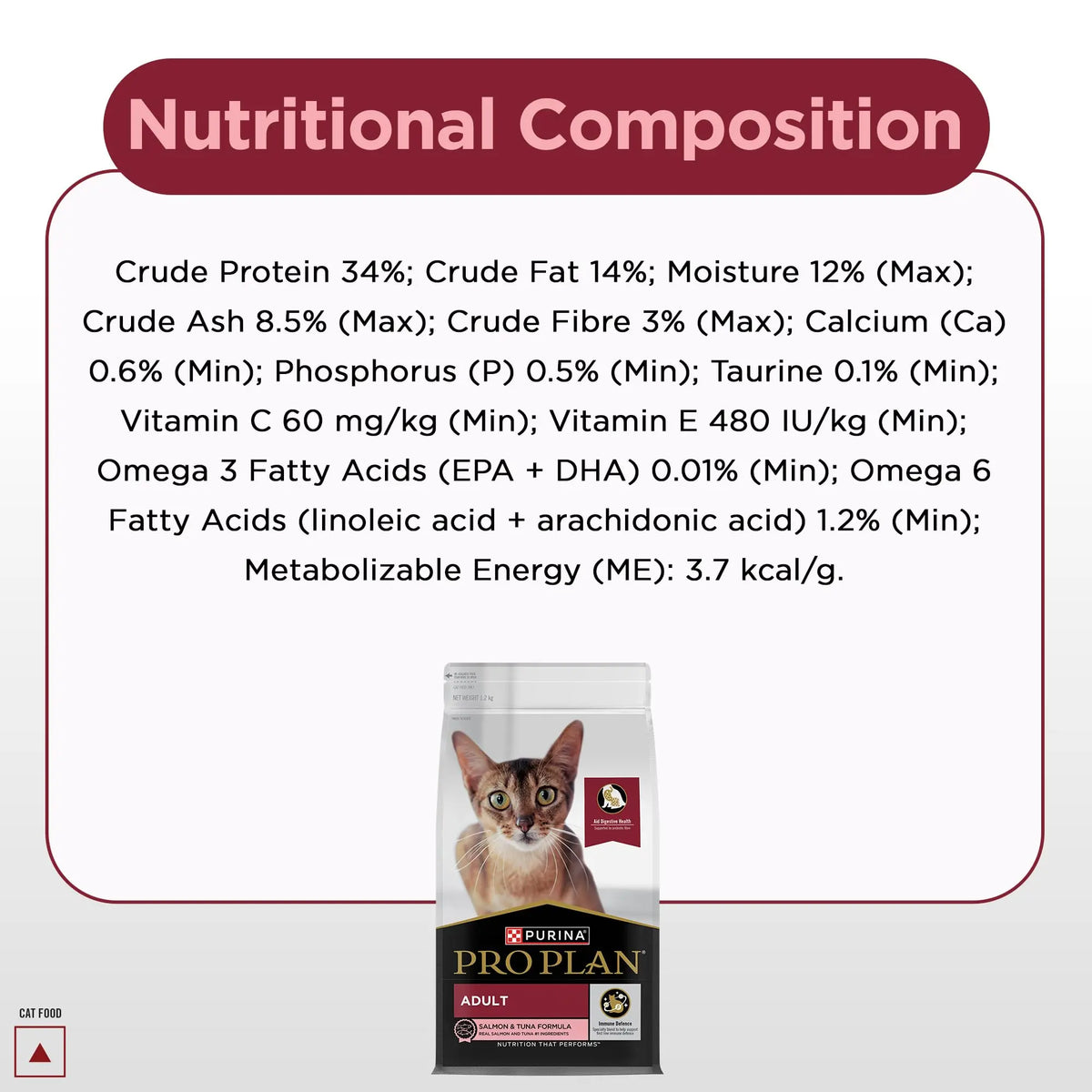 Purina Pro Plan Adult Cat Dry Food with Salmon & Tuna, 1.2kg Pack PURINA