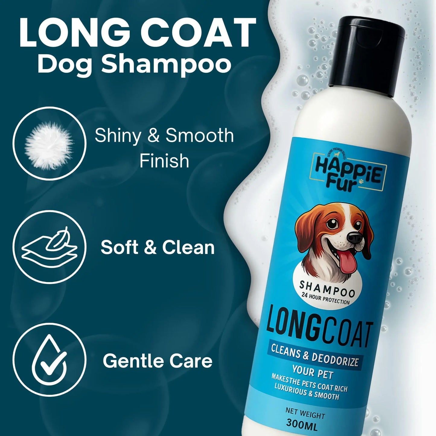 Richpet Ayurvedic Dog Shampoo and Conditioner for Long Coat Pets (300ml) – Long Coat Shampoo for Dogs & Cats with Moisturizing Aloe Formula for Soft, Silky, Tangle-Free Fur & Fresh Long-Lasting Scent Richpet