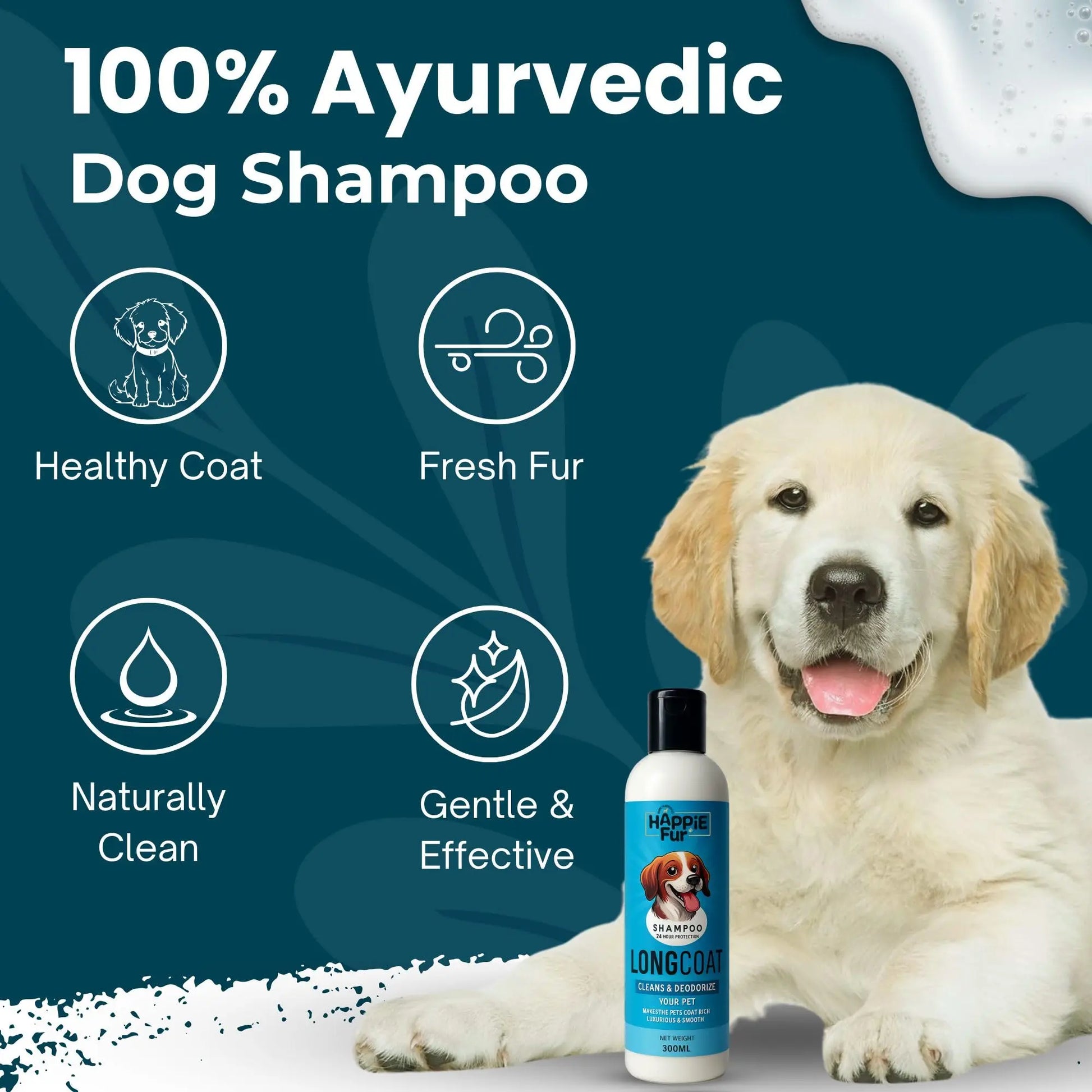 Richpet Ayurvedic Dog Shampoo and Conditioner for Long Coat Pets (300ml) – Long Coat Shampoo for Dogs & Cats with Moisturizing Aloe Formula for Soft, Silky, Tangle-Free Fur & Fresh Long-Lasting Scent Richpet