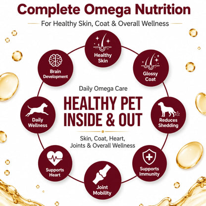 Richpet Fur Radiance Omega 369 for Dogs & Cats (220 ml), Dog Skin and Coat Supplement with EPA DHA, Omega 3 6 9 Liquid Formula, Vitamins, Biotin & Zinc for Healthy Skin, Shiny Coat & Reduced Shedding Richpet