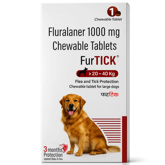 Richpet Furtick Fluralaner 1000mg Flea & Tick Tablet for Dogs 20-40kg, 3 Month Protection Against Fleas, Ticks & Mites Richpet