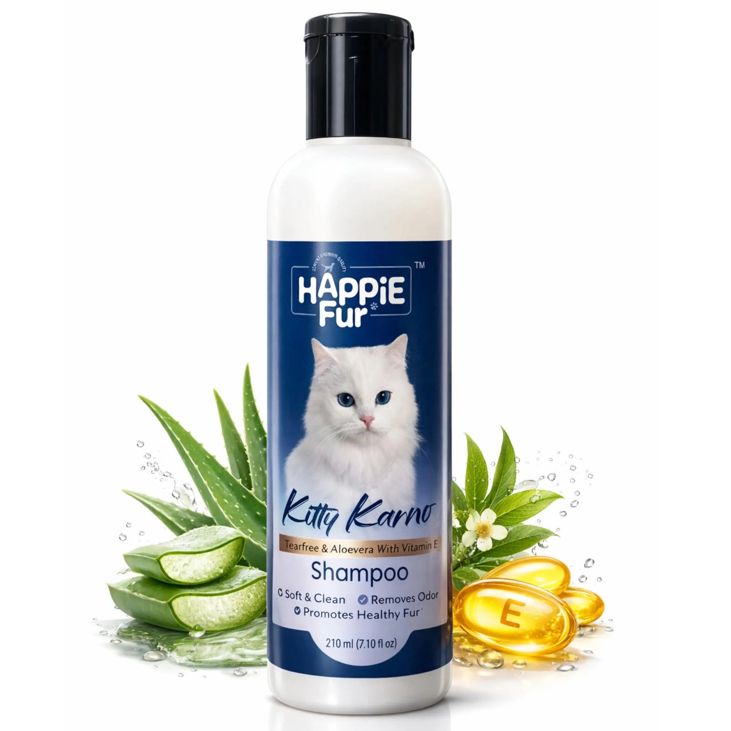 Richpet Happie Fur Cat Shampoo with Aloe Vera & Tea Tree – Gentle Pet Shampoo for Cats, Deep Cleansing & Fresh Coat Care, 300ml Richpet