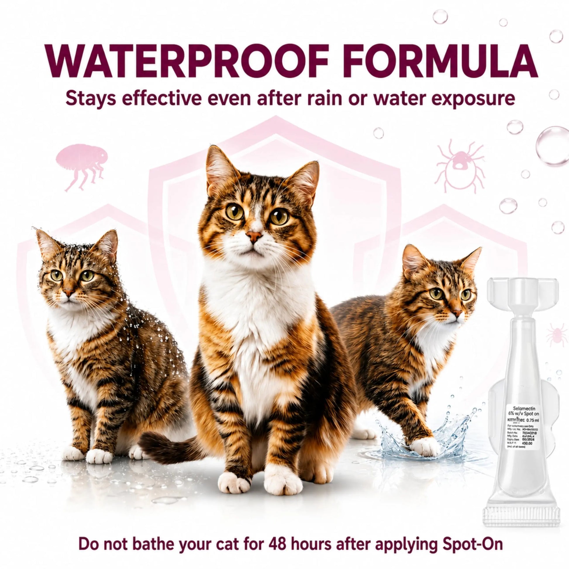 Richpet KittyMec Selamectin 6% Spot On for Cats & Kittens (5 to 7.5 kg) | Advanced Flea, Tick, Ear Mite, Hookworm & Roundworm Protection | Waterproof Formula, (1 Month Supply) Richpet