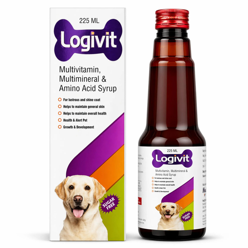 Richpet Logivit Multivitamin Syrup for Dogs & Cats | Daily Health Tonic for Immunity, Energy & Growth | Supports Skin & Coat | Vitamin, Mineral & Amino Acid Supplement - 225ml Richpet