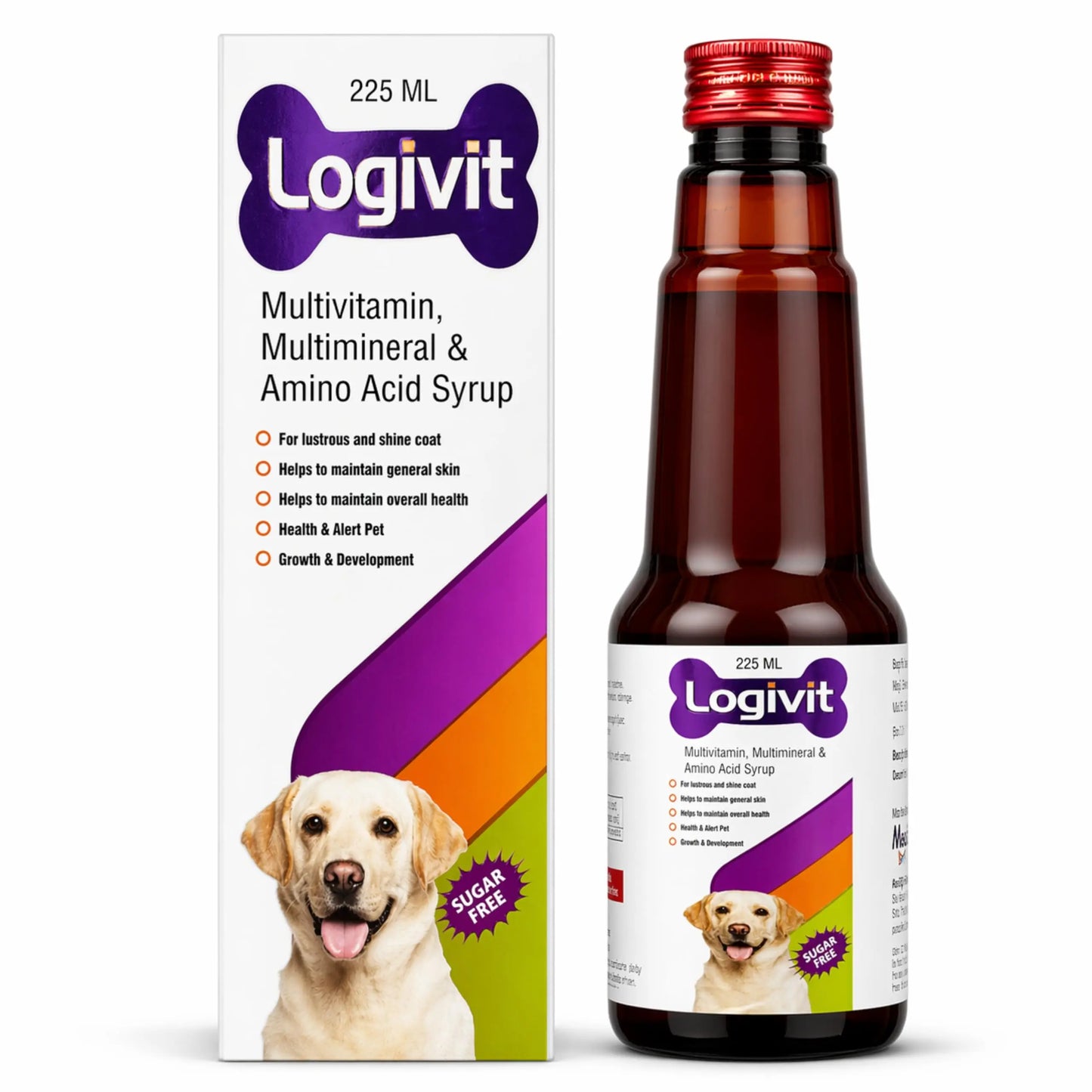 Richpet Logivit Multivitamin Syrup for Dogs & Cats | Daily Health Tonic for Immunity, Energy & Growth | Supports Skin & Coat | Vitamin, Mineral & Amino Acid Supplement - 225ml Richpet