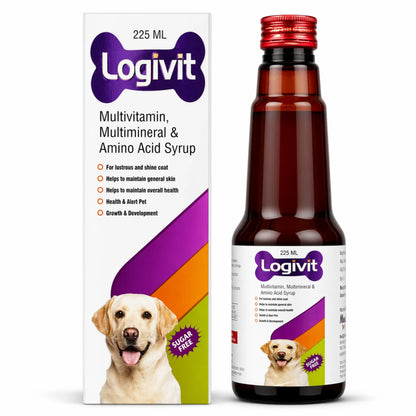 Richpet Logivit Multivitamin Syrup for Dogs & Cats | Daily Health Tonic for Immunity, Energy & Growth | Supports Skin & Coat | Vitamin, Mineral & Amino Acid Supplement - 225ml Richpet