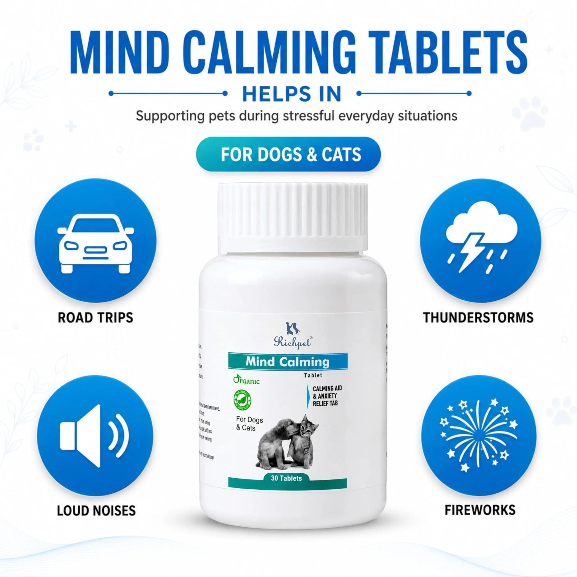 Richpet Mind Calming Tablets for Dogs & Cats – 30 Tablets Richpet