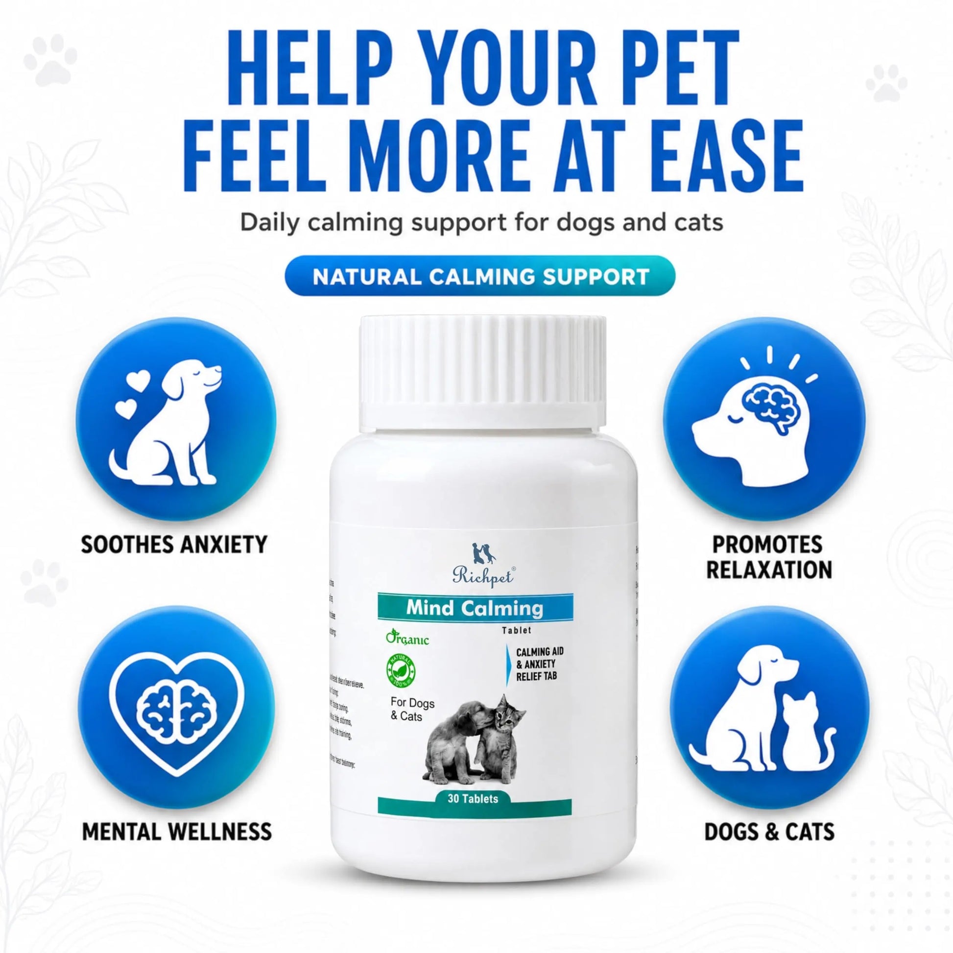 Richpet Mind Calming Tablets for Dogs & Cats – 30 Tablets Richpet