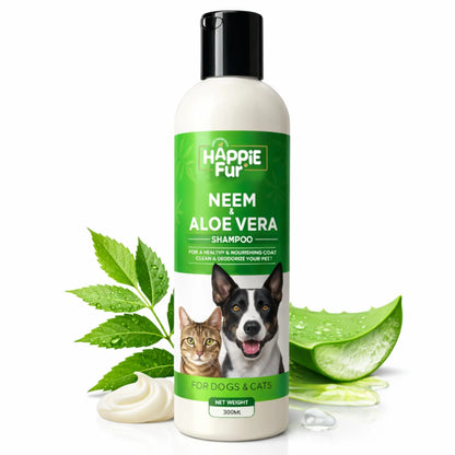 Richpet Neem & Aloe Vera Pet Shampoo for Dogs & Cats, Gentle Cleansing Formula for Healthy Coat, 300ml Richpet