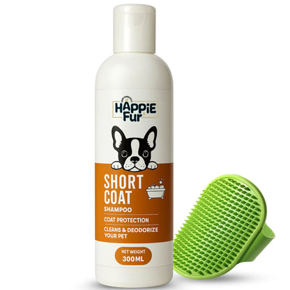 Richpet Short Coat Shampoo for Dogs & Cats (300ml) – Gentle Short Coat Dog Shampoo with Inbuilt Conditioner, Nourishing Formula for Soft, Smooth, Silky & Shiny Fur (Shampoo + Scrubber) Richpet