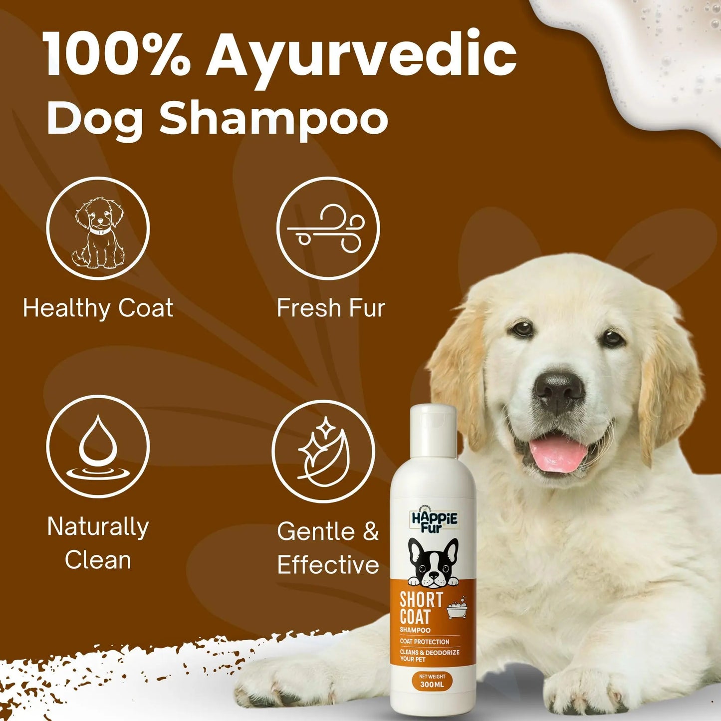 Richpet Short Coat Shampoo for Dogs & Cats (300ml) – Gentle Short Coat Dog Shampoo with Inbuilt Conditioner, Nourishing Formula for Soft, Smooth, Silky & Shiny Fur (Shampoo + Scrubber) Richpet