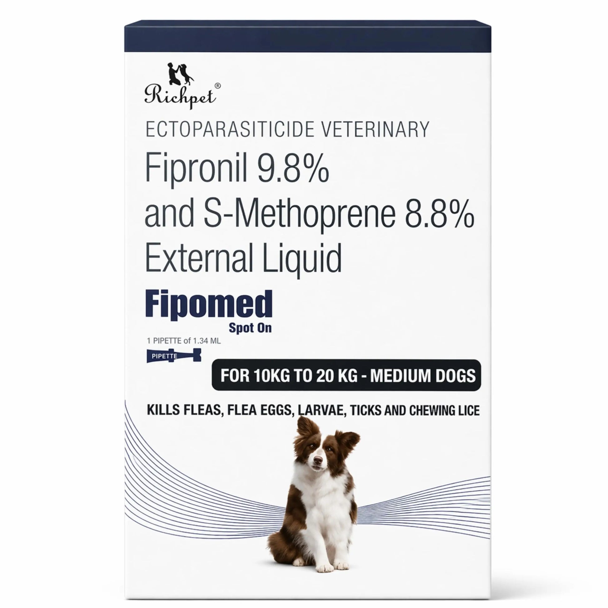 Richpet Spot On for Dogs (10–20 kg), Monthly Flea, Tick & Chewing Lice Treatment, Topical Parasite Protection Medilogy Biotech