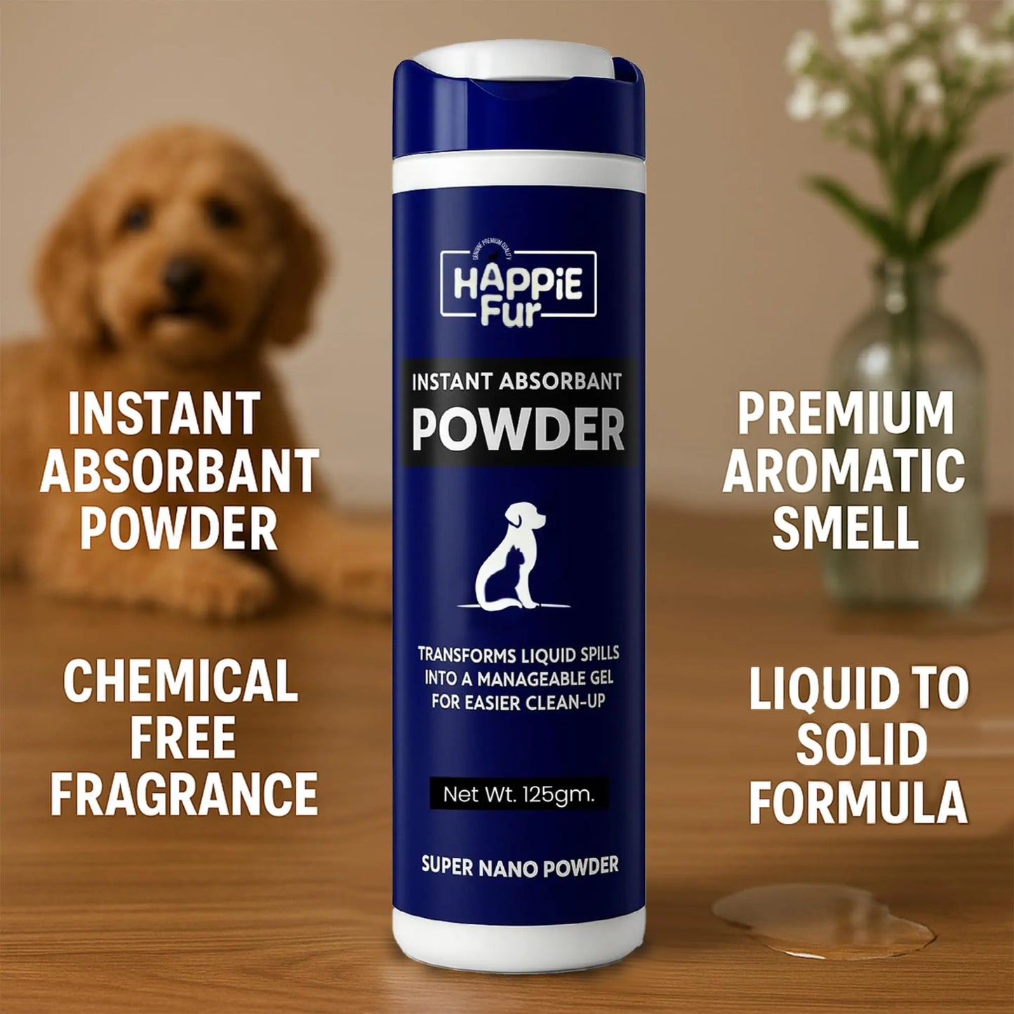 Richpet Super Nano Urine Absorbent Powder (125gm) – Easy Dog Pee Cleaner that Quickly Turns Urine, Vomit & Liquid Messes into Gel for Fast, Hygienic and Odor-Free Cleanup Richpet