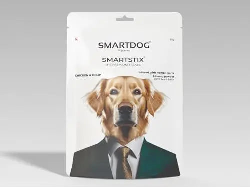 SmartDog Smartstix 85g, Chewy Meat Sticks for Adult Dogs and Puppies, High Protein Dog Treats for Training and Snacks, Made of Real Chicken Meat, Ziplock Pack (Regular, Hemp, Chicken) SMARTDOG