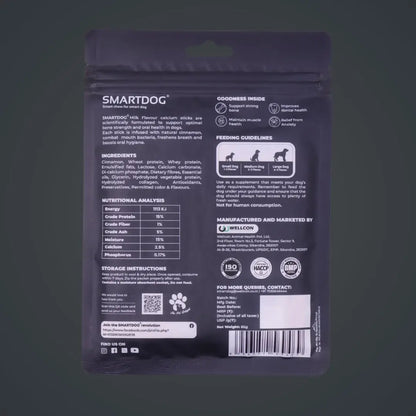 Smartdog CalciumStix for Dogs, Milk Flavour | Calcium-Rich Soft Chew Sticks for Strong Bones & Teeth | Healthy Dog Treat | All Breeds | 85 g SMARTDOG