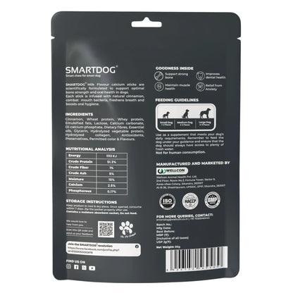 Smartdog CalciumStix for Dogs, Milk Flavour | Calcium-Rich Soft Chew Sticks for Strong Bones & Teeth | Healthy Dog Treat | All Breeds | 85 g SMARTDOG