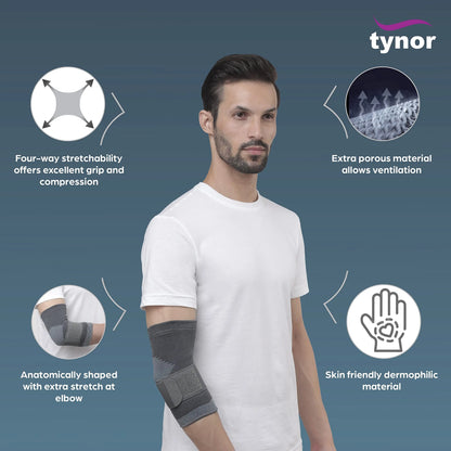 TYNOR Elbow Support, Grey, Small, 1 Unit TYNOR