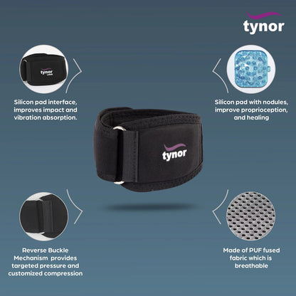 TYNOR Tennis Elbow Support, Black, Small, 1 Unit TYNOR