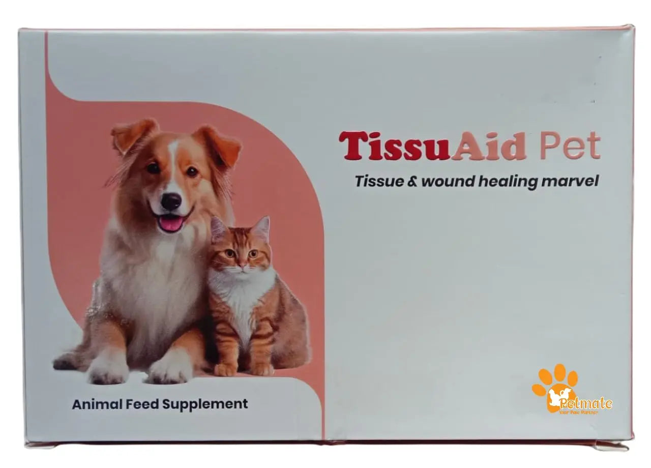 Tissu Aid Pet Supplement for Dogs & Cats | Fast Wound Healing, Tissue Repair & Recovery Support | Enzyme + Probiotic + Herbal Formula with Amla & Magnesium | Pack of 20 Tablets (10 Tab x 2 Strips). Generic