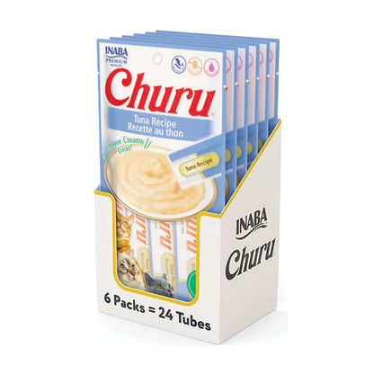 Tuna Recipe , 6 Pack : Churu Lickable Cat Treat Creamy Puree INABA