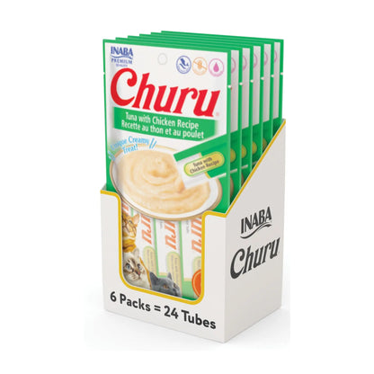Tuna with Chicken , 6 Pack : Churu Lickable Cat Treat Creamy Puree INABA