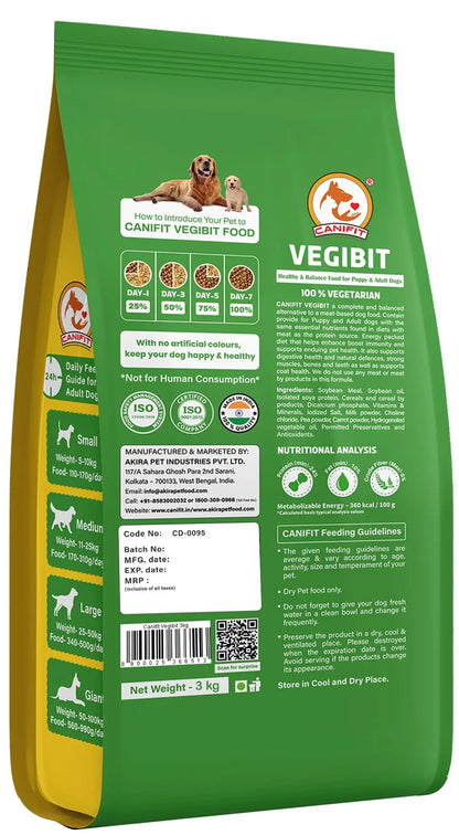 VEGIBIT 100% Vegetarian for Adult & Puppy 3 KG CANIFIT