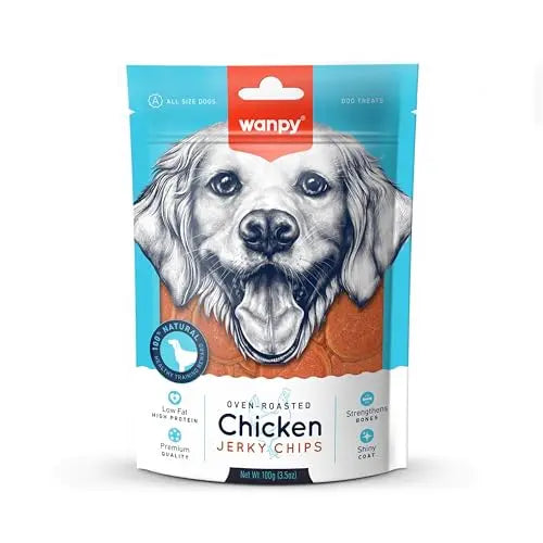 WANPY Chicken Jerky Chips Healthy Treats for Dogs | Builds Immunity Energy | No Preservatives No Chemicals | 100 Gm (Pack of 1) Wanpy