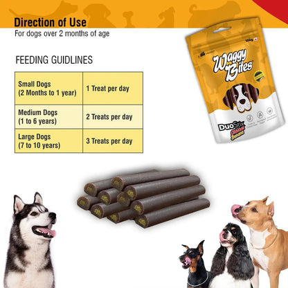 Waggy Bites DuoStix Chicken, Pumpkin & Banana Chewstix for Dogs | Grain & Gluten-Free Snacks | Rich in Omega Fatty Acids, Vitamins & Minerals for Adult Dogs & Puppies | 100g | Pack of 1 Waggy Bites