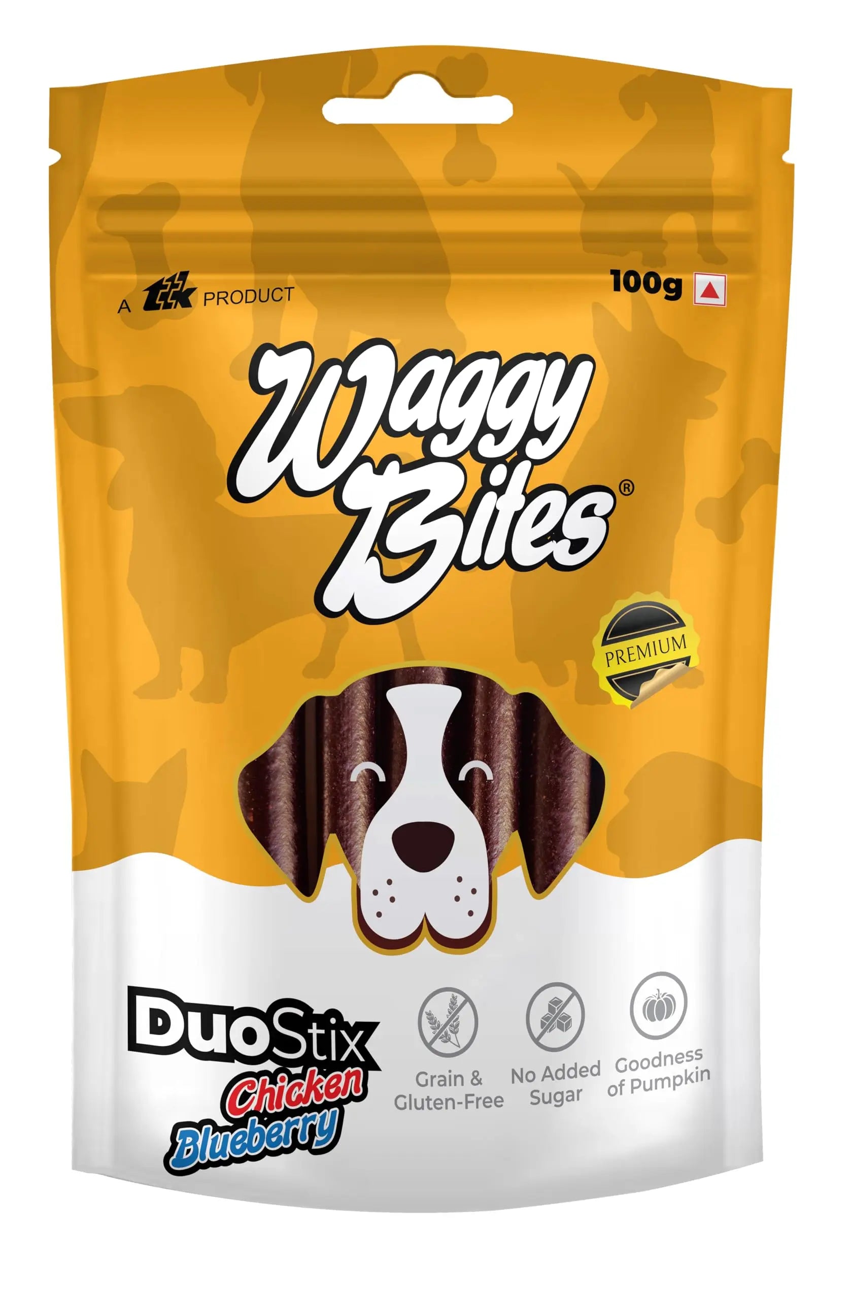 Waggy Bites DuoStix | Grain & Gluten-Free Snacks | Rich in Omega Fatty Acids, Vitamins & Minerals for Adult Dogs & Puppies | 100g | Pack of 1 Waggy Bites