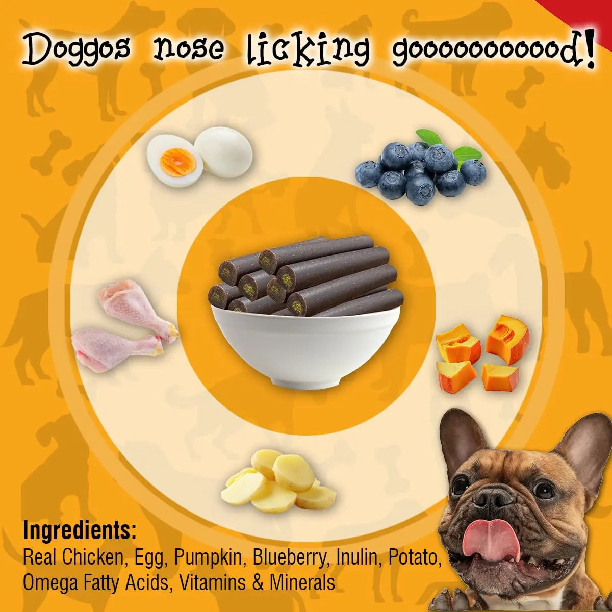 Waggy Bites DuoStix | Grain & Gluten-Free Snacks | Rich in Omega Fatty Acids, Vitamins & Minerals for Adult Dogs & Puppies | 100g | Pack of 1 Waggy Bites