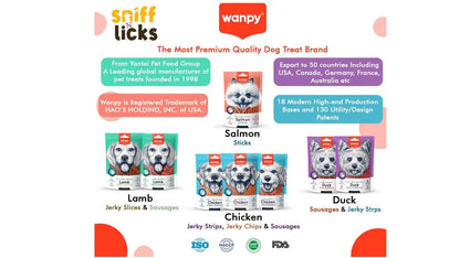 Wanpy Oven - Roasted Lamb Sausage Dog Treats 100g (Pack of 3) with Free Jerhigh Treat 20g by Sniff N Licks Sniff N Licks