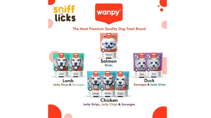 Wanpy Oven - Roasted Lamb Sausage Dog Treats 100g (Pack of 3) with Free Jerhigh Treat 20g by Sniff N Licks Sniff N Licks