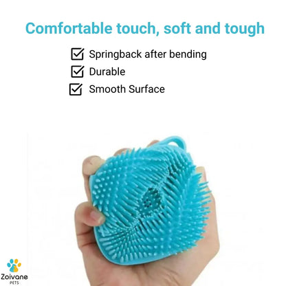 ZOIVANE Dog Bath Brush | Soft Silicone Bristles Pet Grooming/Bathing & Massage Brushes | Dog & Cat Accessories | Labrador, German Shepherd, Golden Retriever | Shampoo Dispenser Washing Brush-Pack of 1 ZOIVANE