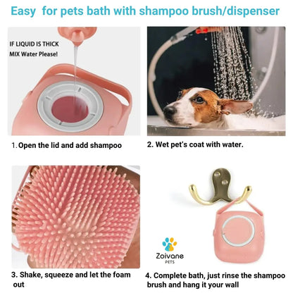 ZOIVANE Dog Bath Brush | Soft Silicone Bristles Pet Grooming/Bathing & Massage Brushes | Dog & Cat Accessories | Labrador, German Shepherd, Golden Retriever | Shampoo Dispenser Washing Brush-Pack of 1 ZOIVANE