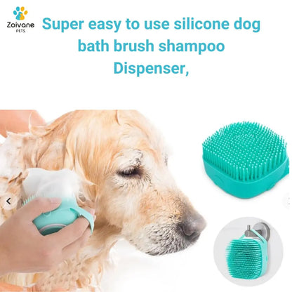 ZOIVANE Dog Bath Brush | Soft Silicone Bristles Pet Grooming/Bathing & Massage Brushes | Dog & Cat Accessories | Labrador, German Shepherd, Golden Retriever | Shampoo Dispenser Washing Brush-Pack of 1 ZOIVANE