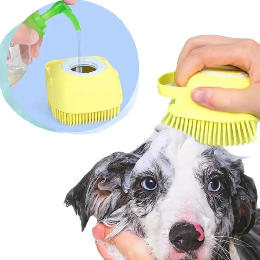 ZOIVANE Dog Bath Brush | Soft Silicone Bristles Pet Grooming/Bathing & Massage Brushes | Dog & Cat Accessories | Labrador, German Shepherd, Golden Retriever | Shampoo Dispenser Washing Brush-Pack of 1 ZOIVANE