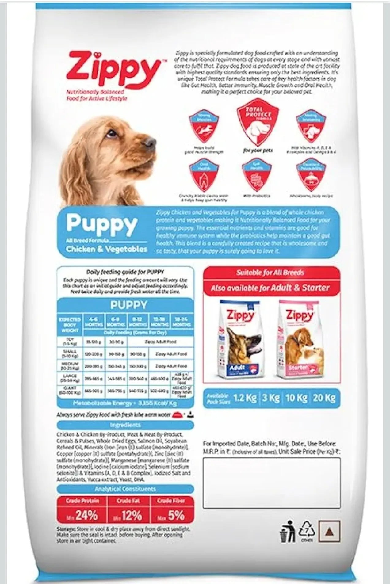 Zippy Puppy Dry Dog Food - 20 Kg, Real Chicken & Vegetables, Nutritionally Balanced Dog Amanpetshop-