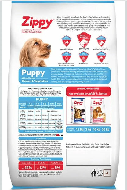 Zippy Puppy Dry Dog Food - 20 Kg, Real Chicken & Vegetables, Nutritionally Balanced Dog Amanpetshop-