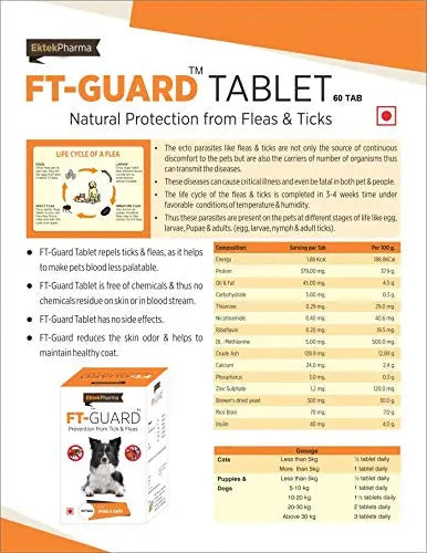 all4pets FT-Guard Tablets (Natural Protection from Fleas & Ticks),(for Dogs&Cats) all4pets