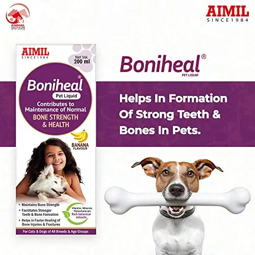 AIMIL Boniheal Pet Liquid | Herbal Medicine for Bone Strength & Health for Dogs & Cats |200ml AIMIL