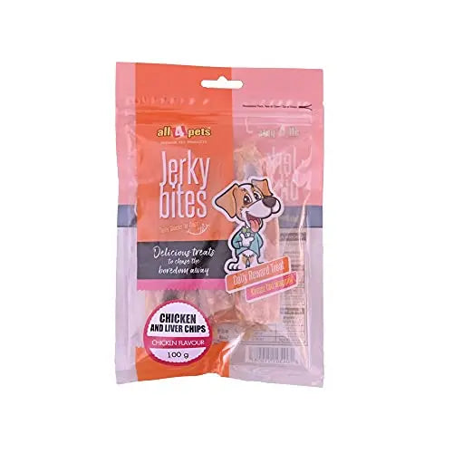 ALL4PETS Jerky Bites-Chicken & Liver Chips 100GM all4pets