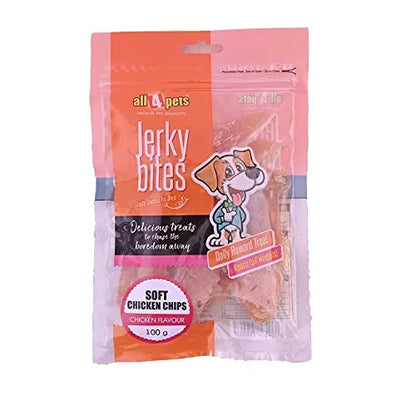 ALL4PETS Jerky Bites-Soft Chicken Chips 100GM all4pets