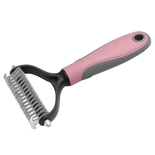 About Space Pet Grooming Comb, Double Side Dematting and Tangle Removing, Undercoat Rake for Cats & Dogs, Pink/Blue Assorted Color Kurtzy
