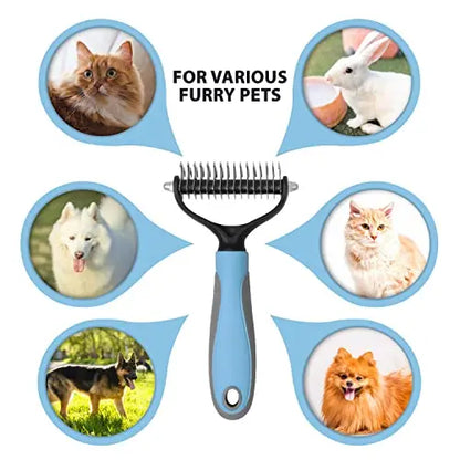 About Space Pet Grooming Comb, Double Side Dematting and Tangle Removing, Undercoat Rake for Cats & Dogs, Pink/Blue Assorted Color Kurtzy