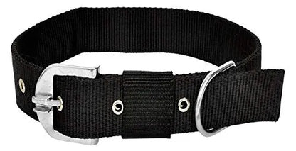 Adios Black Nylon 1.5 inch Dog Collar Belt Specially for Big Dogs Neck Size 48cm to 64cm Lengthy Dog Collar ADIOS