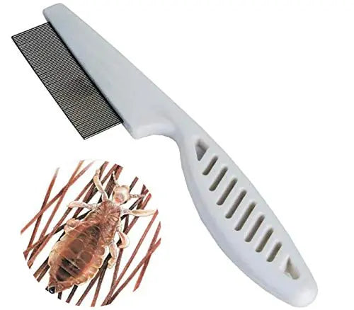 AlexVyan Long Handle with Small Teeth Nit Lice Terminator Comb For Humen Men Women and Pet Dog Cat Hair Rid Head lice Super density Stainless Steel Metal Teeth Remove Nits Brush Comb (Mix Color) Alexvyan