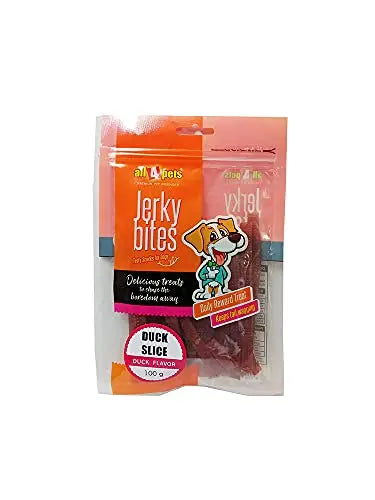 All4pets Jerky Bites  Duck Slice Snacks for Dogs -100g all4pets